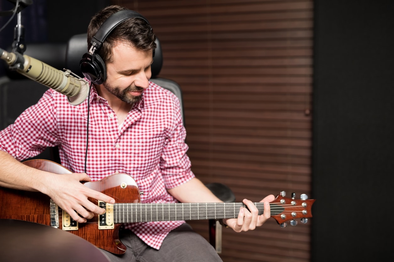 Musician records music